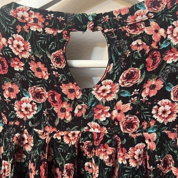 Nina Leonard mini floral red and black dress relax loose size M Y2k boho - Picture 8 of 9